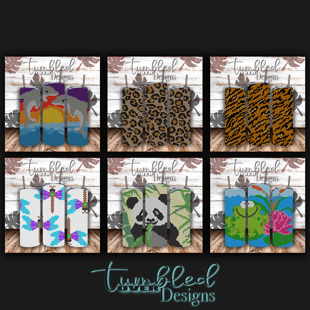 SS16 Rhinestone Template Animals Bundle #2 on 20 ounce Skinny Straight