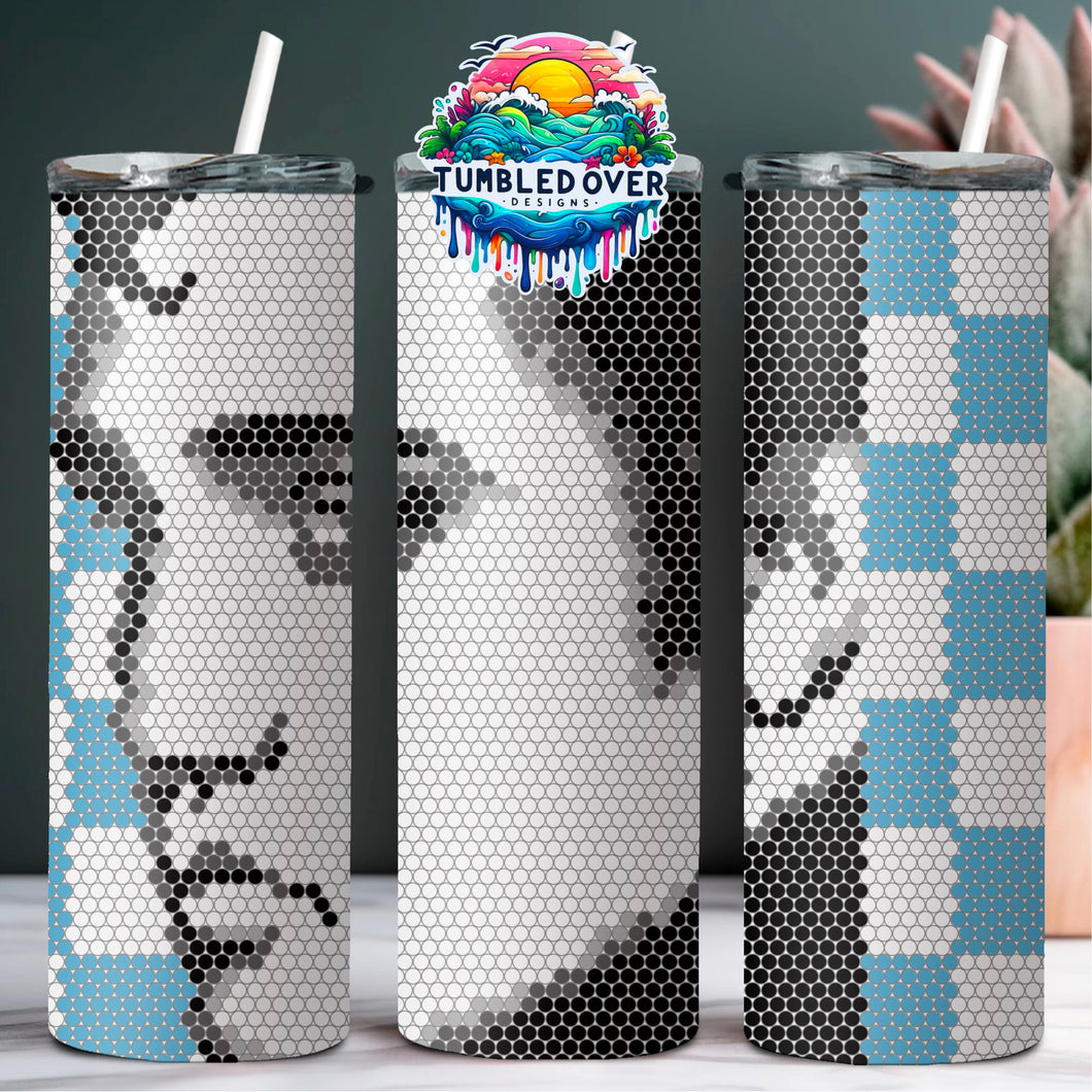 Elvis Checkered Rhinestone 20oz Digital Pattern
