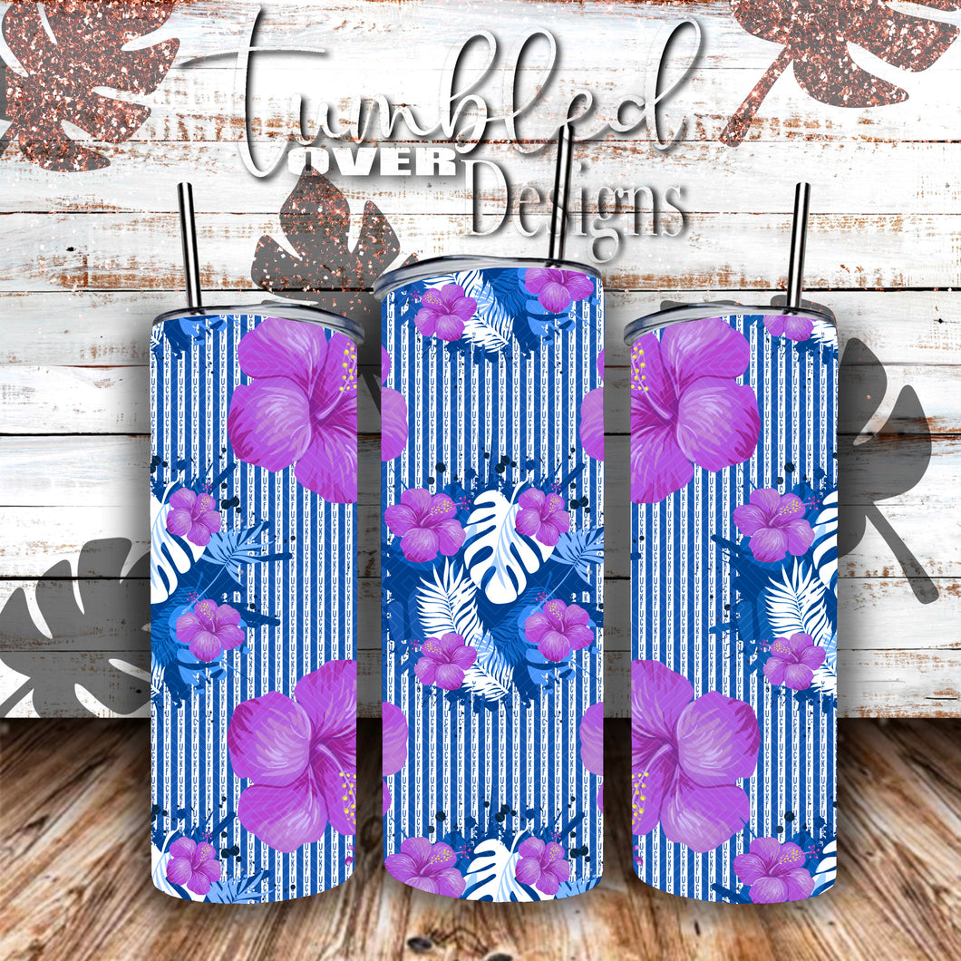 Purple Blue Hibiscus Hidden Fuck Straight Tumbler Wrap