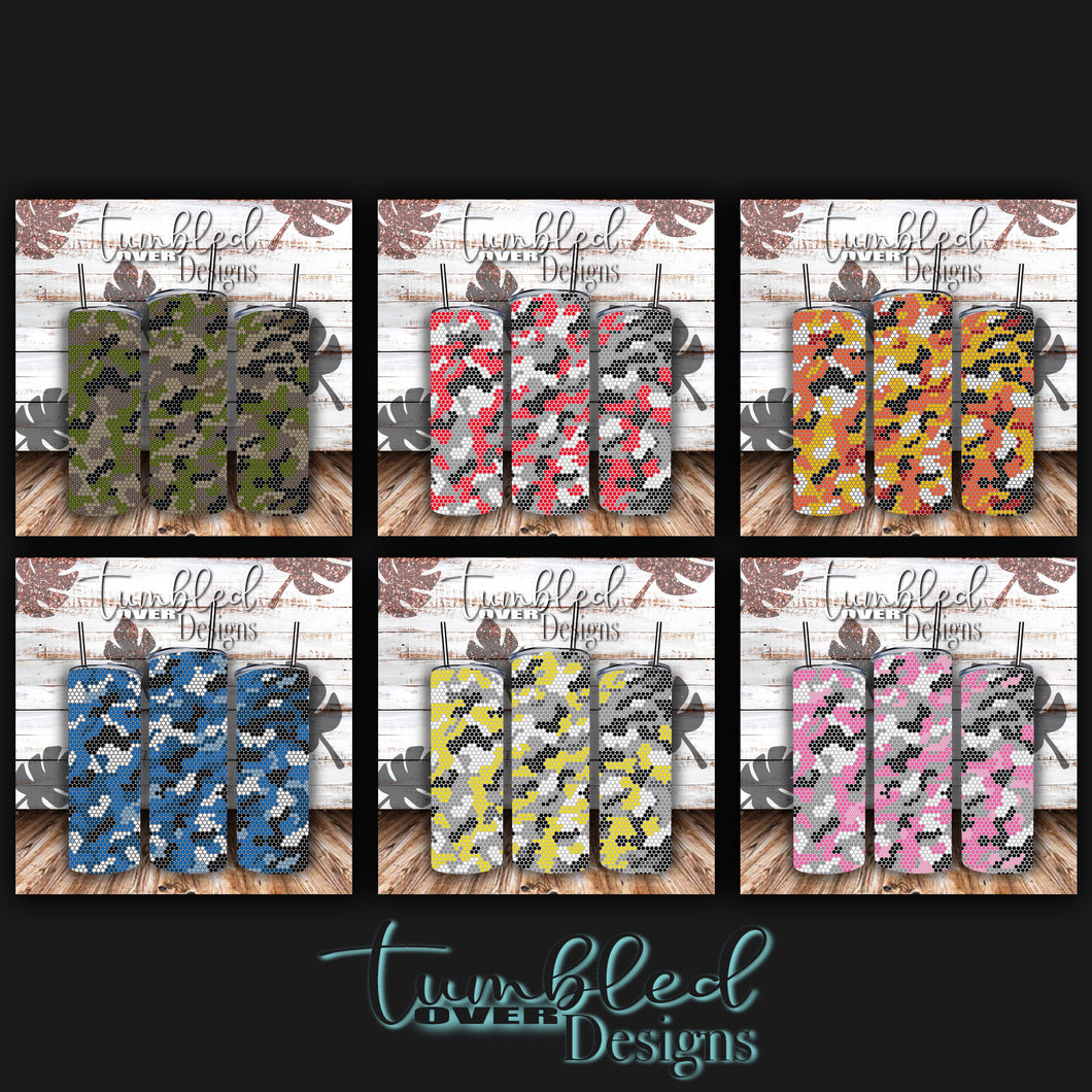 SS16 Rhinestone Template Camouflage Bundle on 20 ounce Skinny Straight