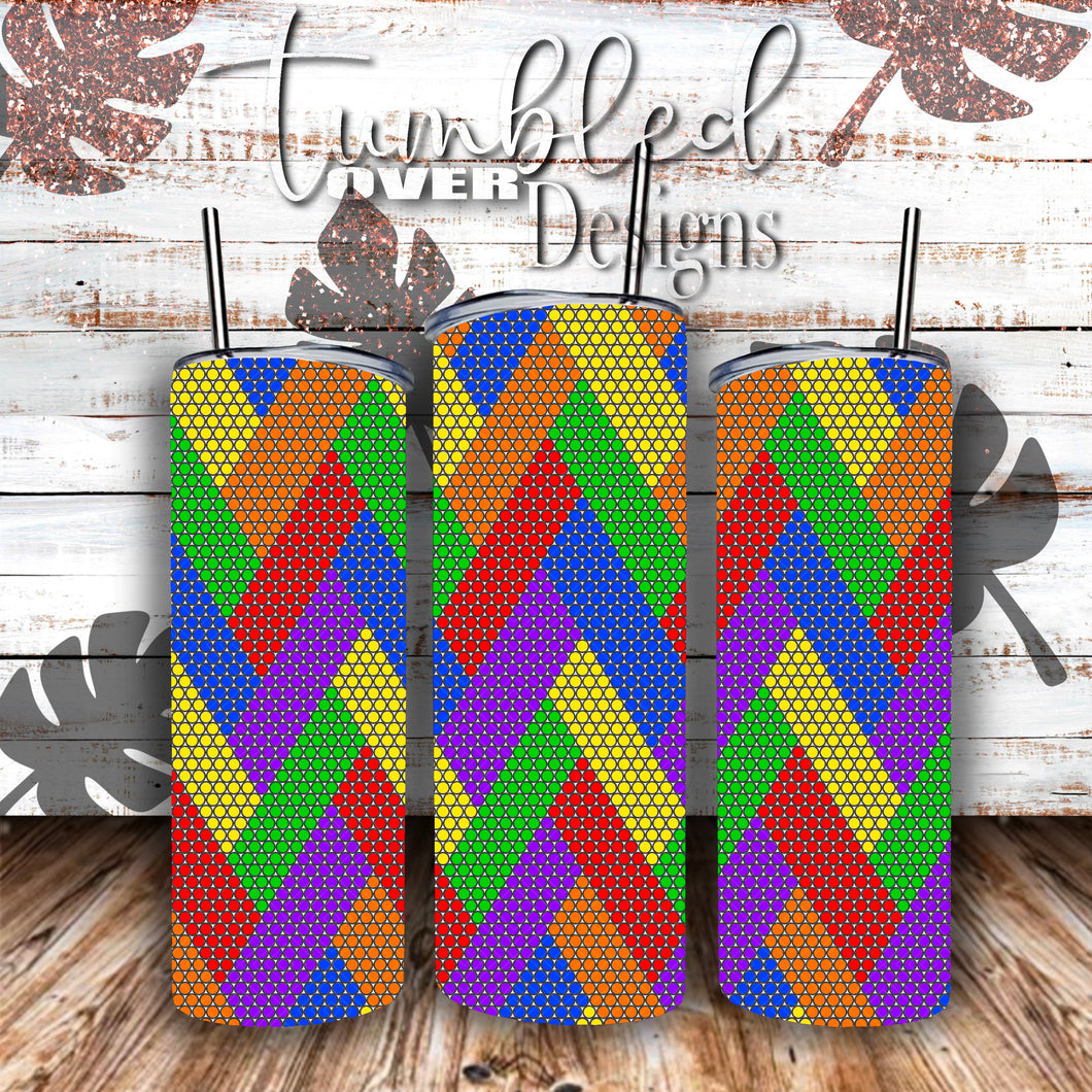 SS16 Rainbow Herringbone Rhinestone Template 20 ounce Skinny Straight