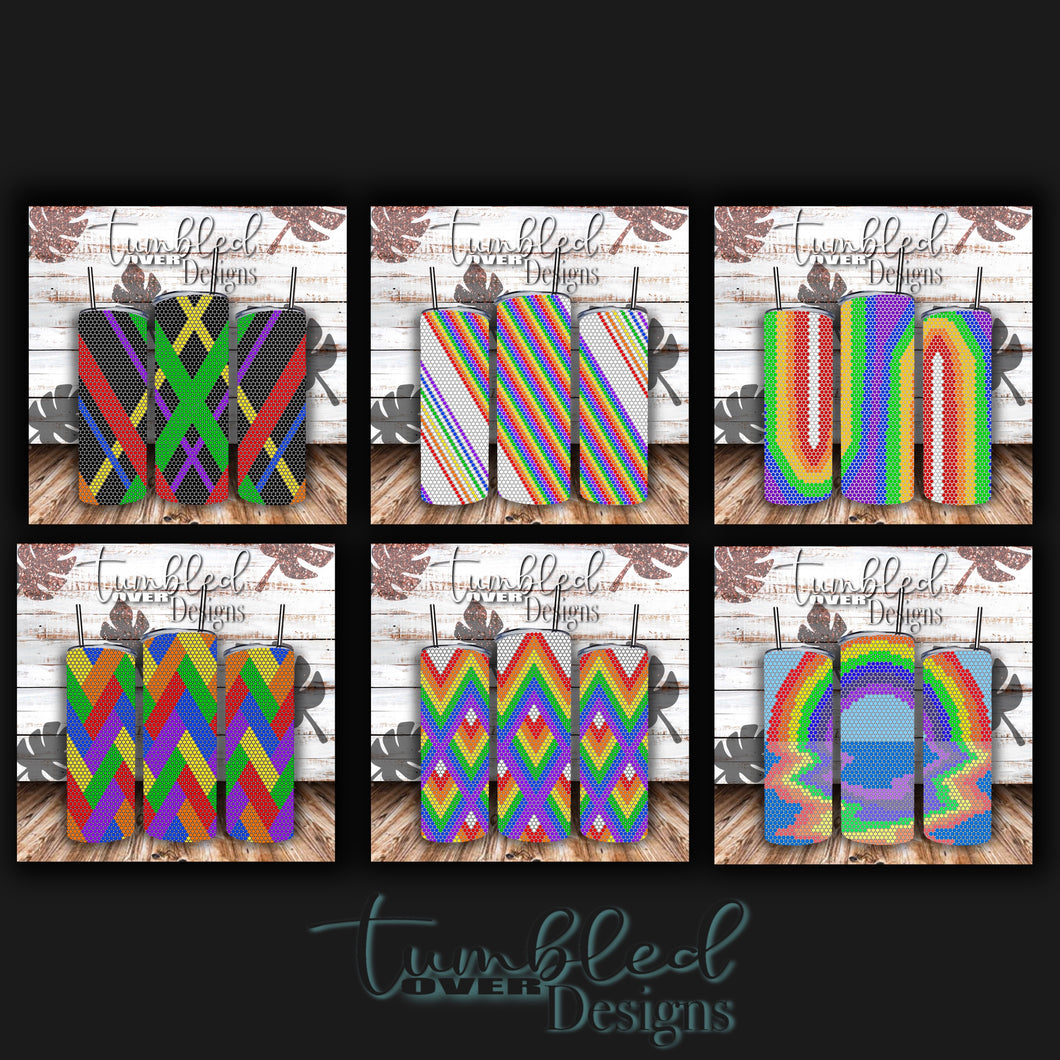 SS16 Rhinestone Template Rainbow Love Bundle on 20 ounce Skinny Straight