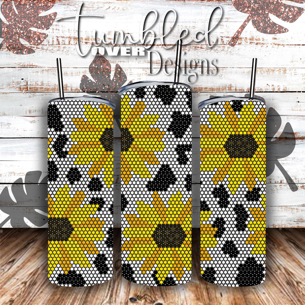 SS16 Sunflower Cow Print Rhinestone Template 20 ounce Skinny Straight