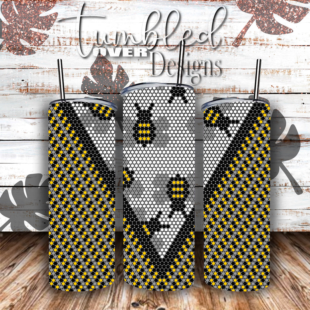 SS16 V Split Bee Rhinestone Template 20 ounce Skinny Straight