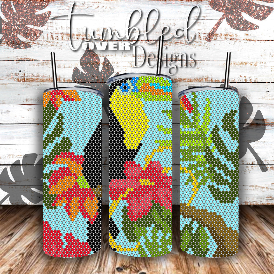 SS16 Tropical Toucan Rhinestone Template 20 ounce Skinny Straight