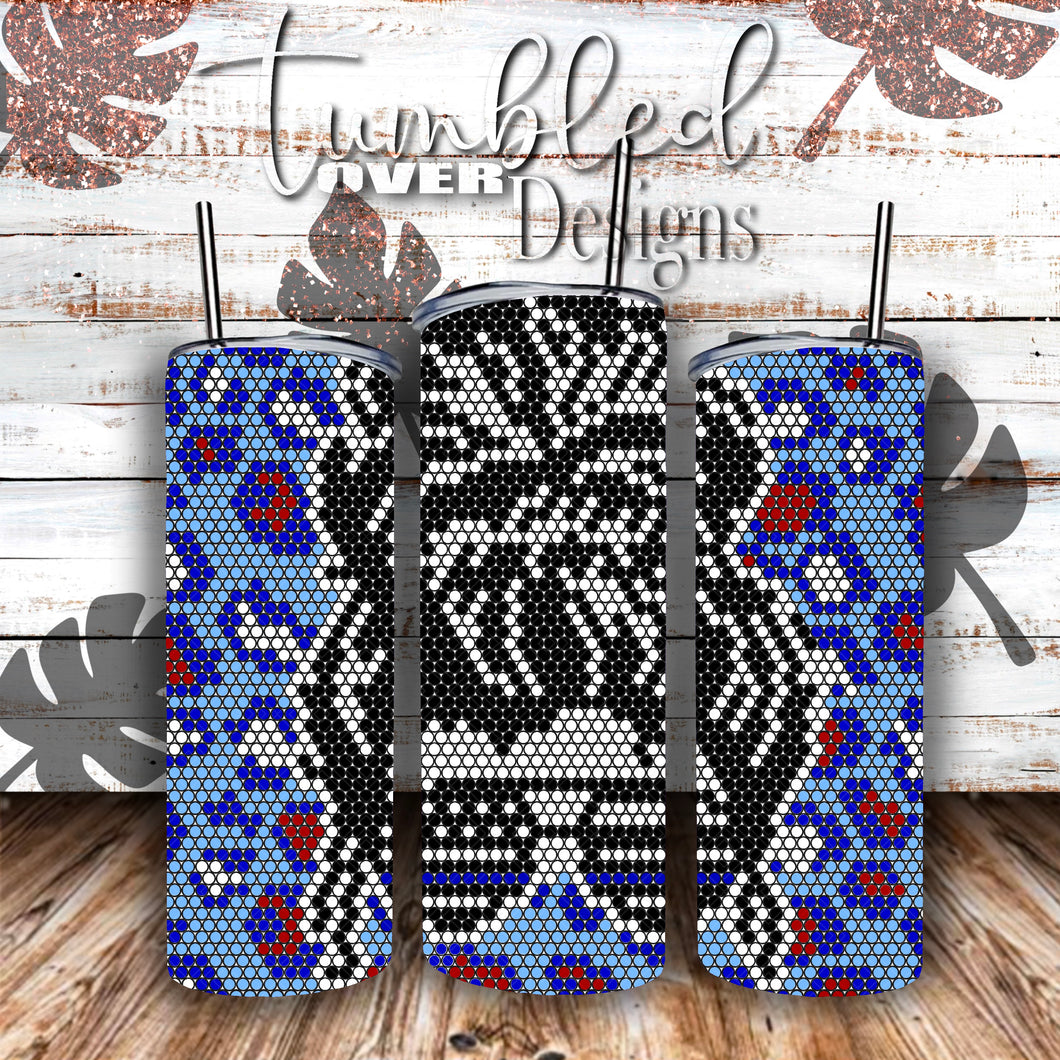 SS16 Messy Bun Thin Blue Line Rhinestone Template 20 ounce Skinny Straight