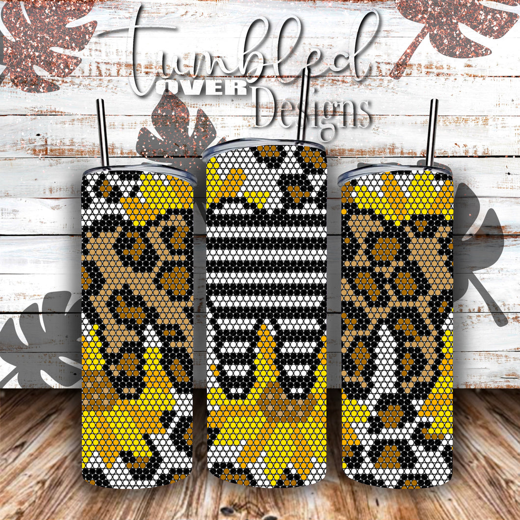 SS16 Dental Leopard Rhinestone Template 20 ounce Skinny Straight