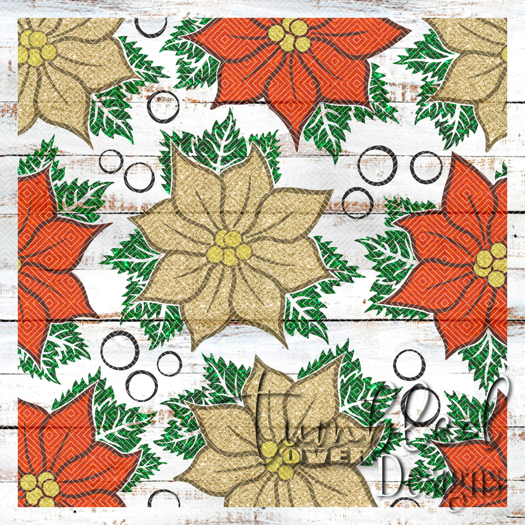 Colored Glittered Poinsettias Png Wrap