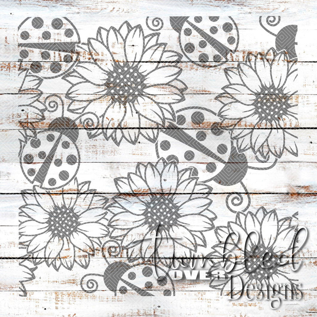 Seamless Sunflower Ladybug Png Wrap