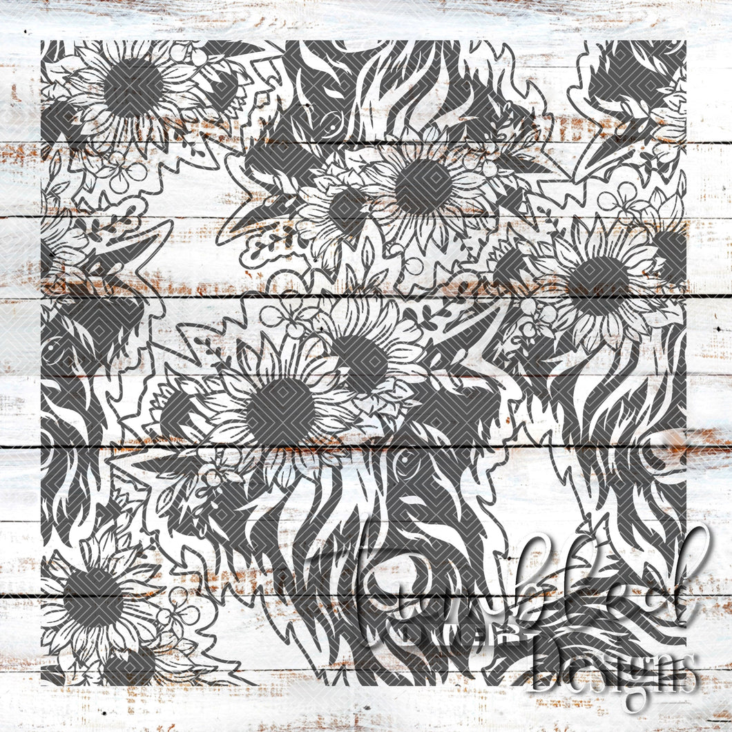 Seamless Cow with Sunflowers Png Wrap