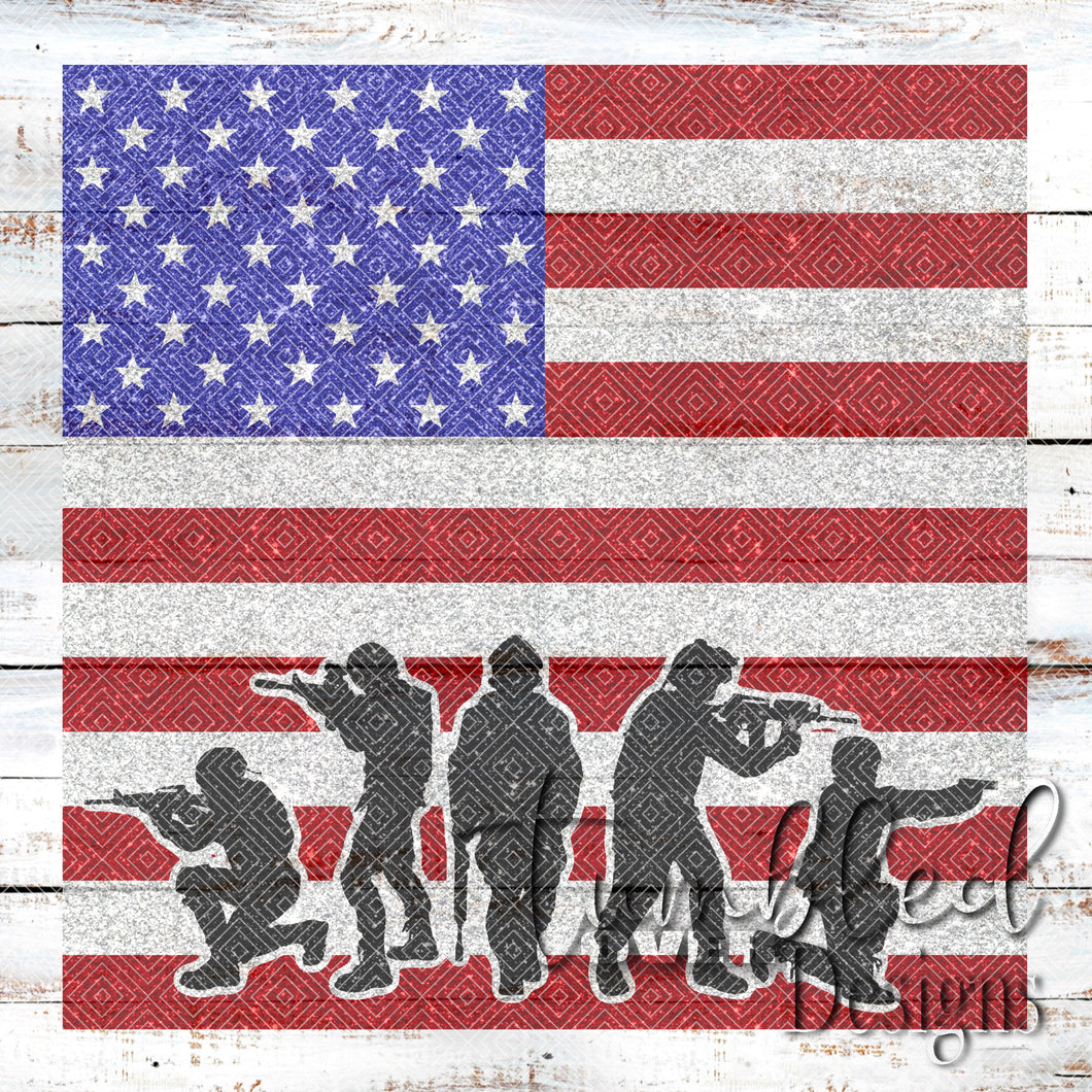 Colored Seamless American Flag Soldier Png Wrap