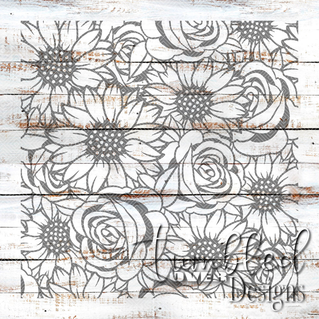 Seamless Sunflower and Roses Png Wrap