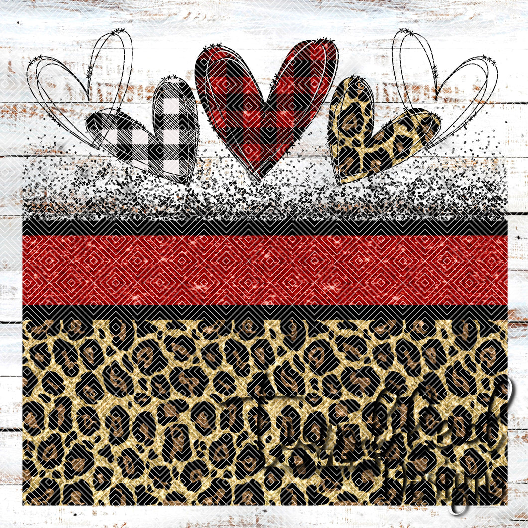 Colored Leopard Hearts Glitter Png Wrap
