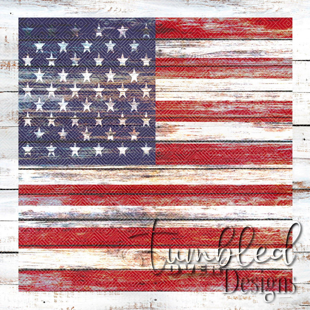 Weathered Wood Flag Straight Tumbler Wrap