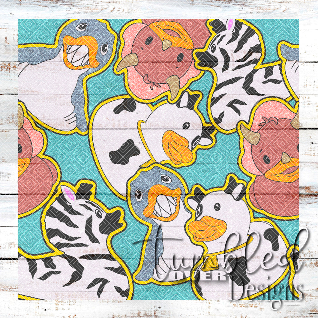 Colored Seamless Animal Rubber Ducks Png Wrap