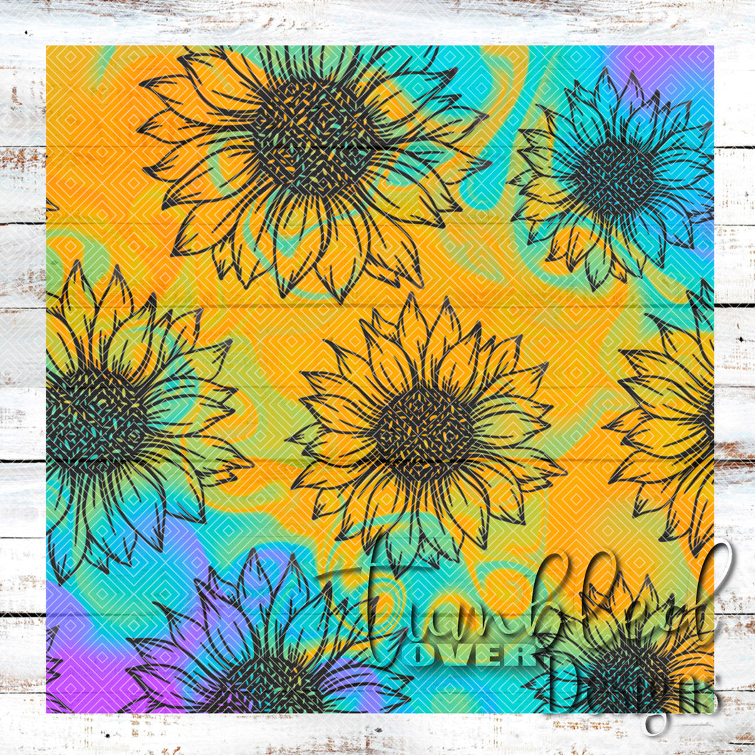 Colored Seamless Rainbow Sunflower Png Wrap