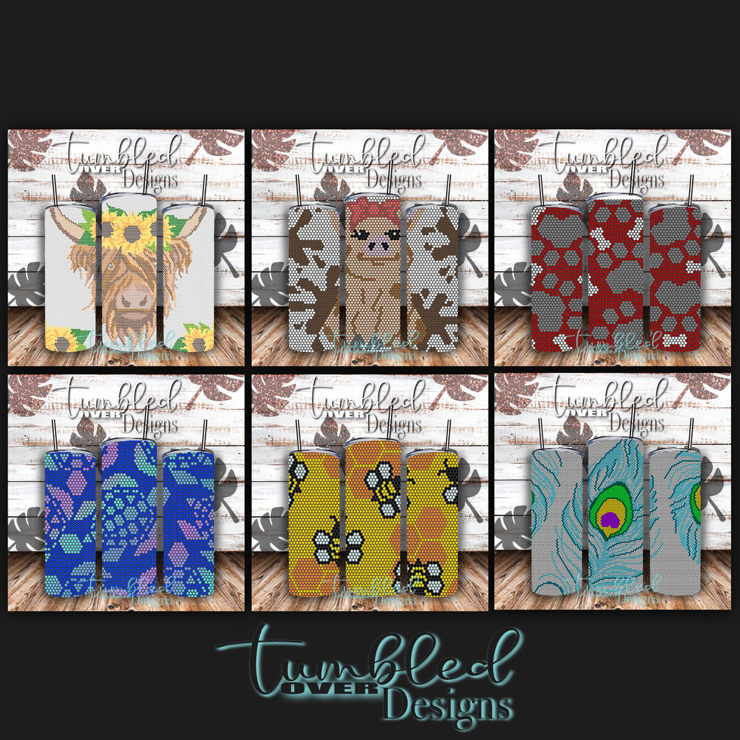 SS16 and SS6 Rhinestone Templates Animal Bundle 20 ounce Skinny Straight