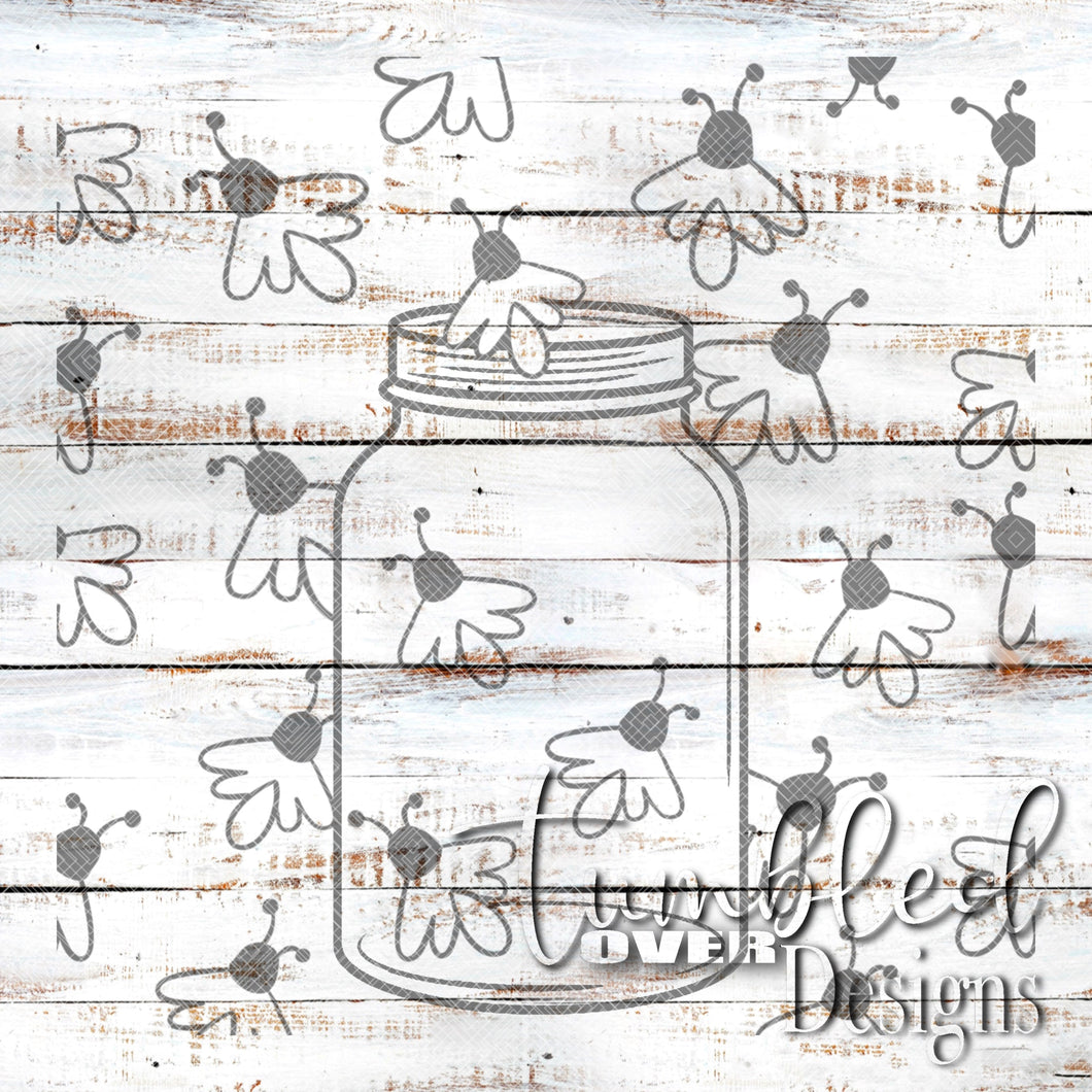 Seamless Mason Jar Firefly Png Wrap