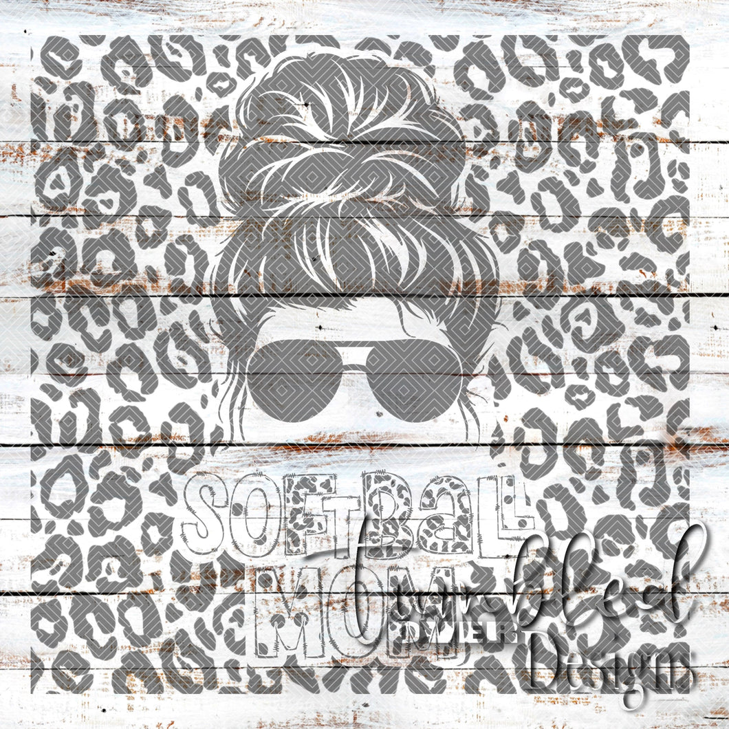 Seamless Messy Bun Softball Mom Png Wrap