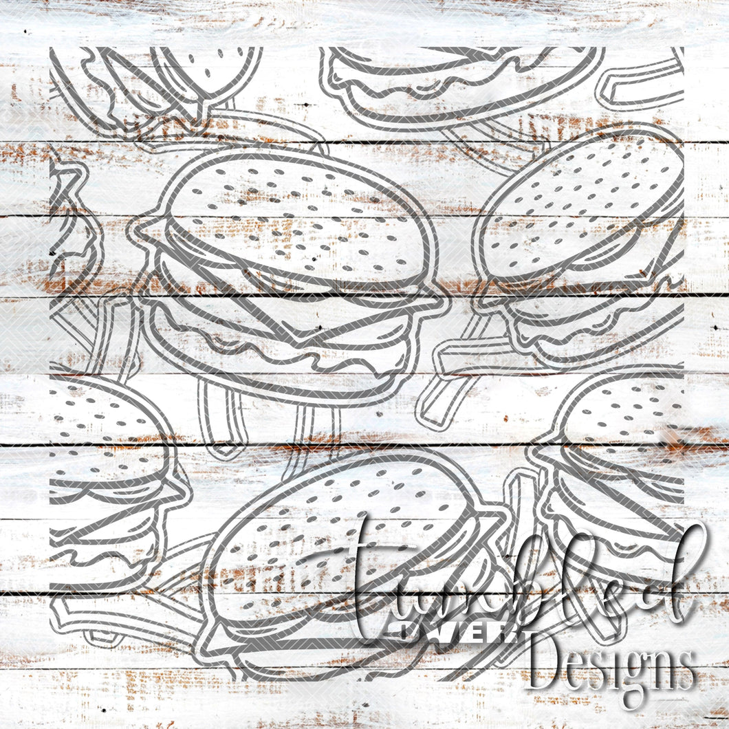 Seamless Hamburger and Fries Png Wrap