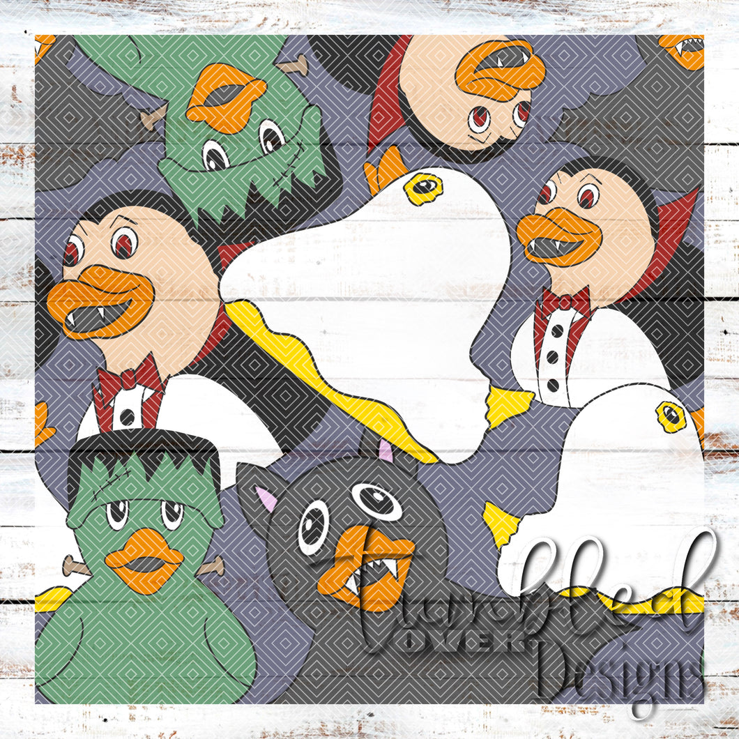 Colored Seamless Halloween Ducks Png Wrap