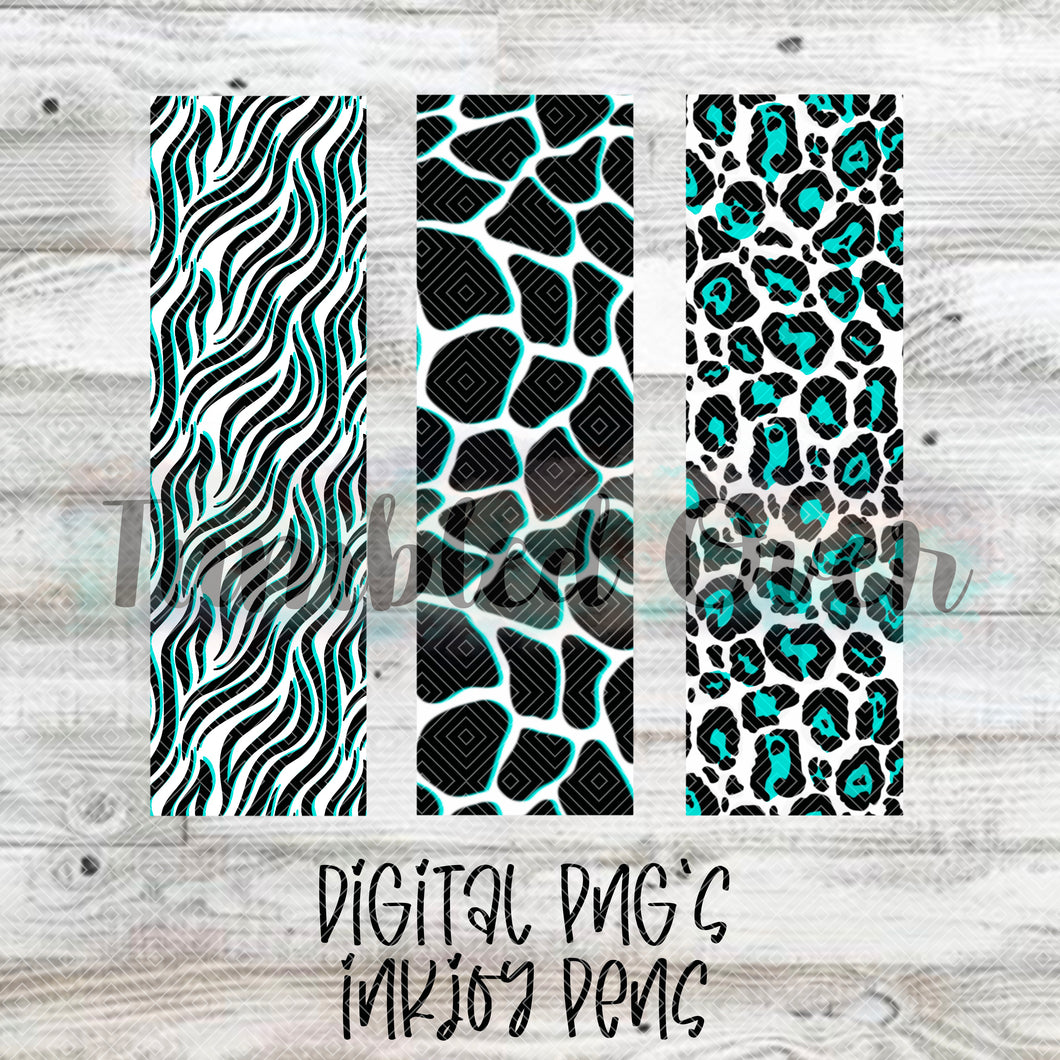 Aqua Animal Print Digital Pen Wraps