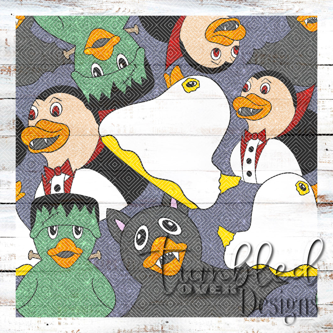 Colored Seamless Halloween Ducks Glitter Png Wrap