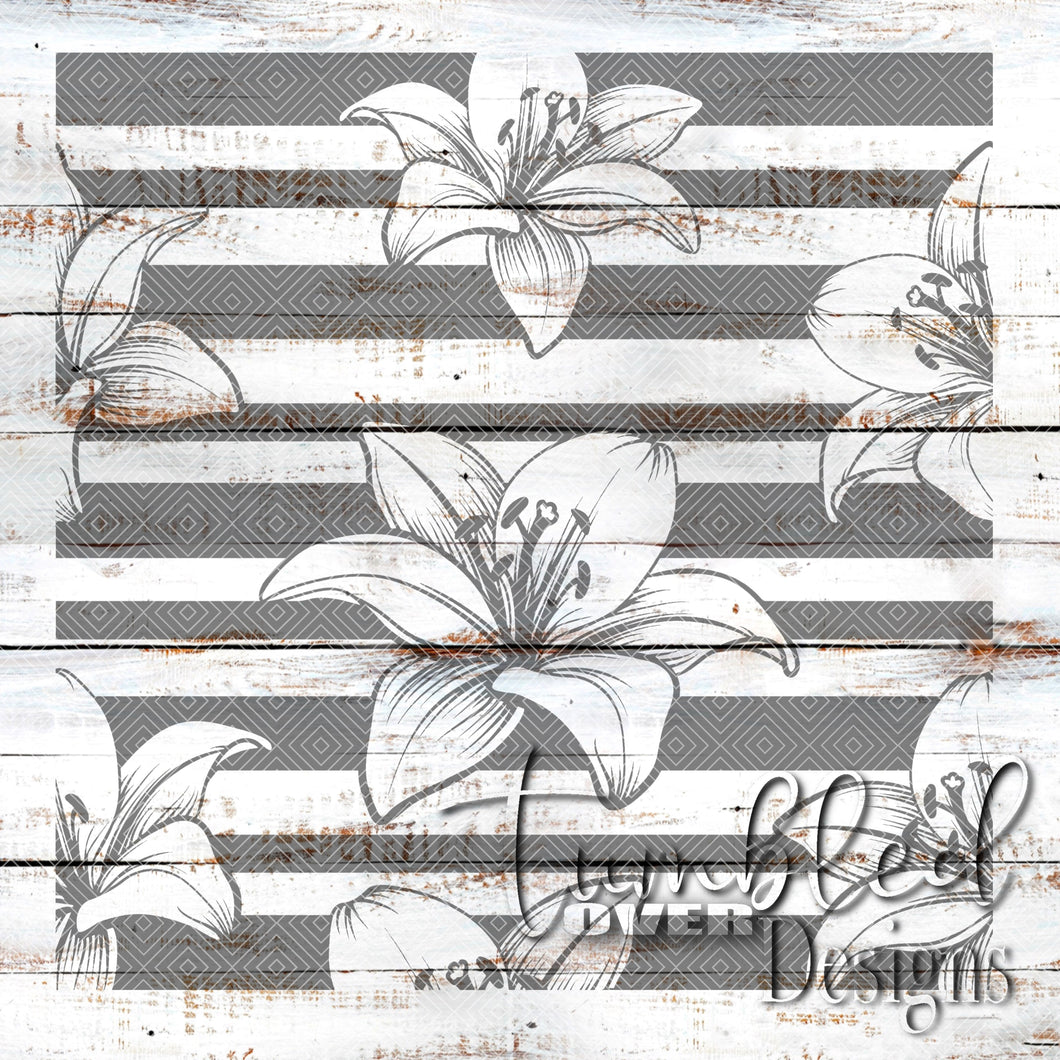 Seamless Stargazer Lily Stripes Png Wrap