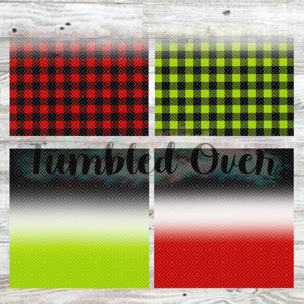Set of 4 Ombré Straight Digital Tumbler Wraps