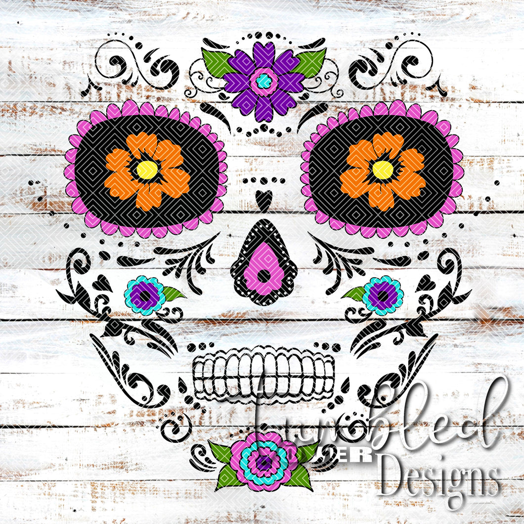 Colored Sugar Skull 2 Png Wrap