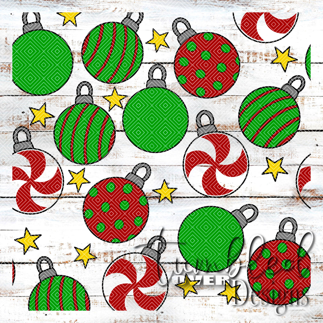 Colored Ornaments Christmas Png Wrap