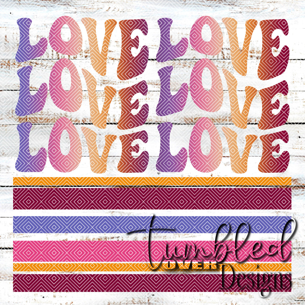 Colored Curved Love Png Wrap