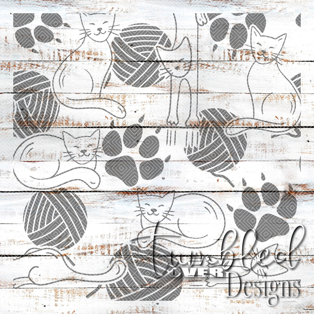 Seamless Cats Yarn Png Wrap