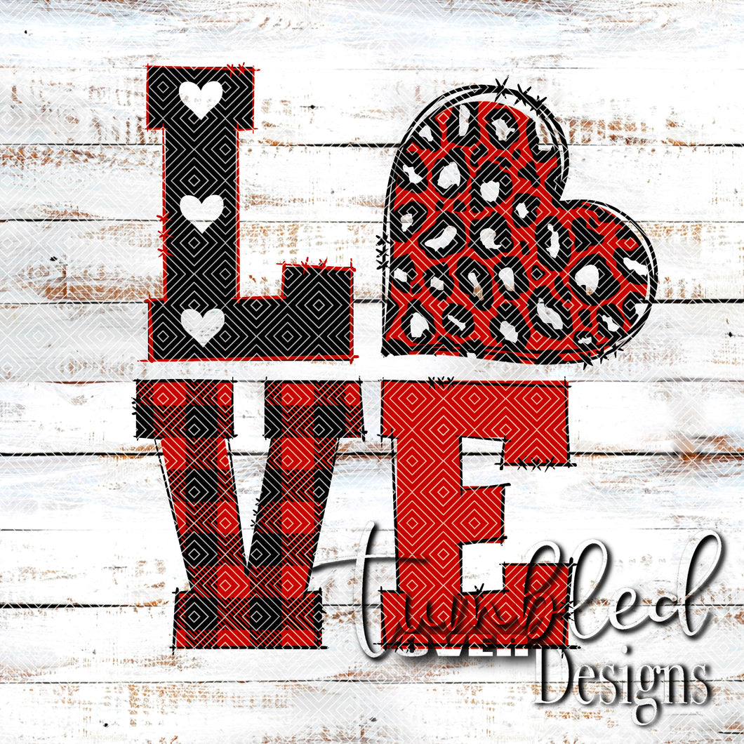 LOVE Leopard Plaid PNG