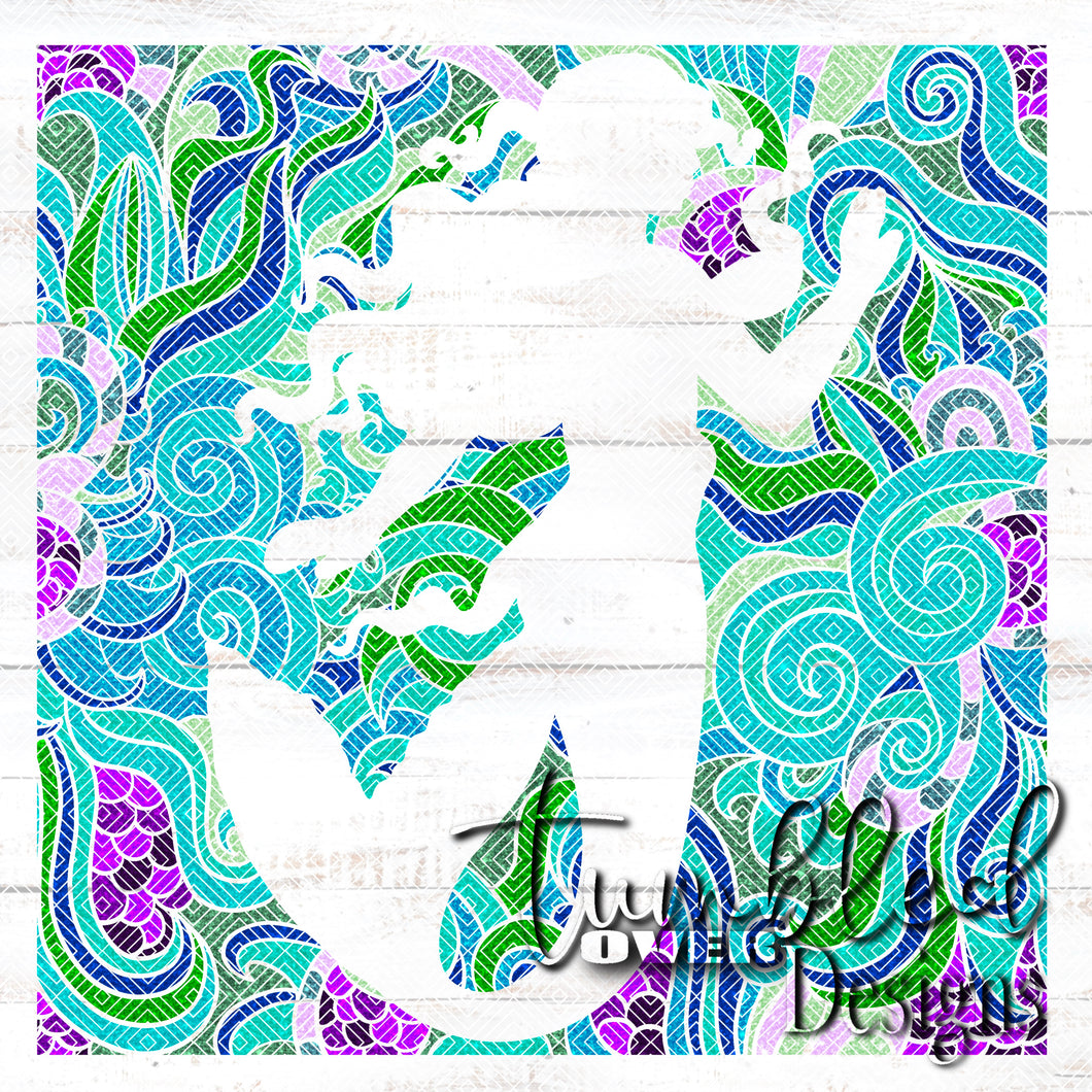 Colored Zentangle Mermaid Glitter Png Wrap