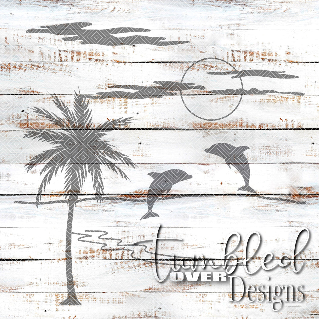 Seamless Sunset Dolphin Png Wrap