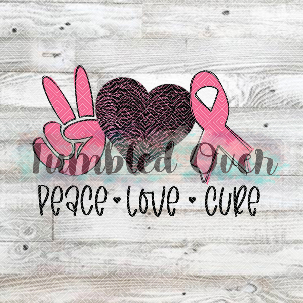 Breast Cancer peace Love Cure single PNG