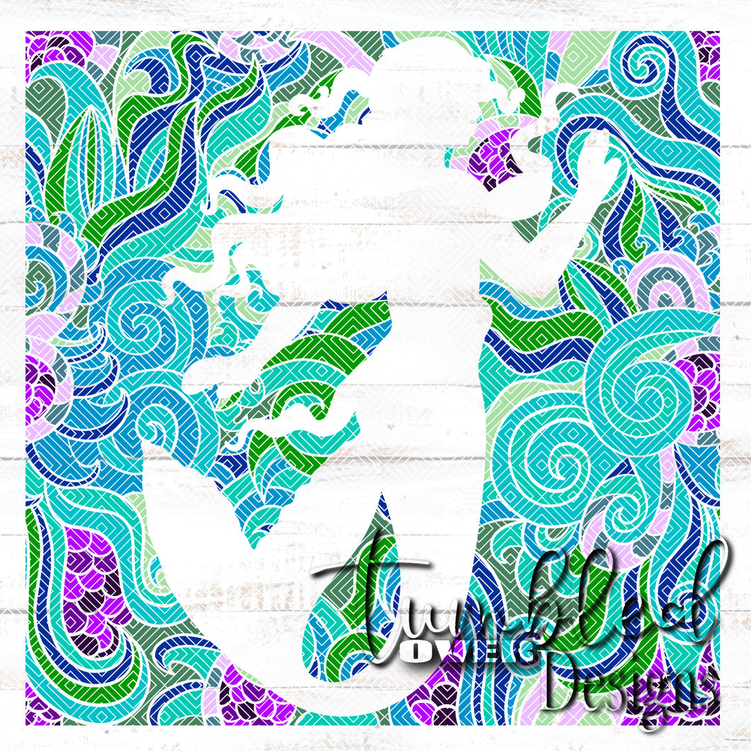 Colored Zentangle Mermaid Png Wrap