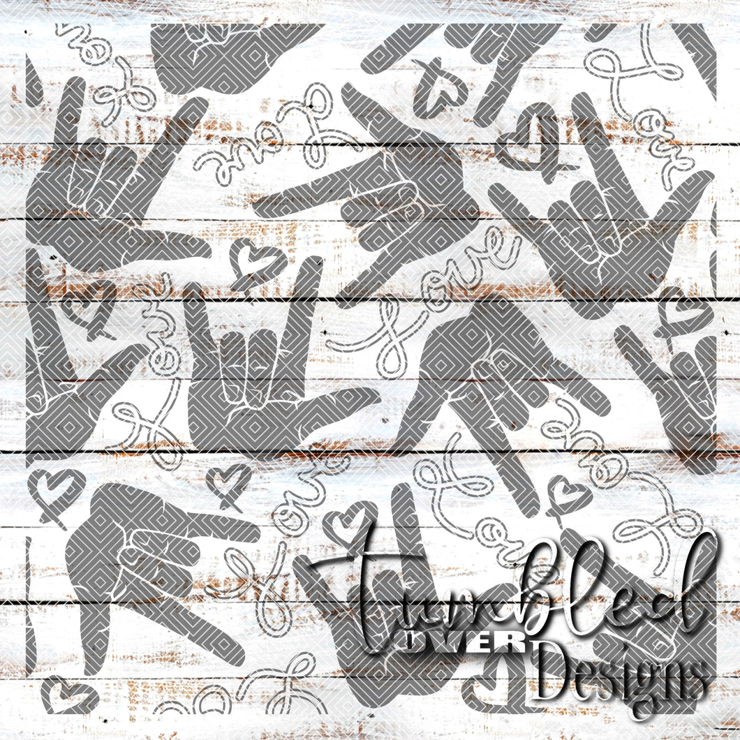 Seamless Sign Language I Love You Png Wrap