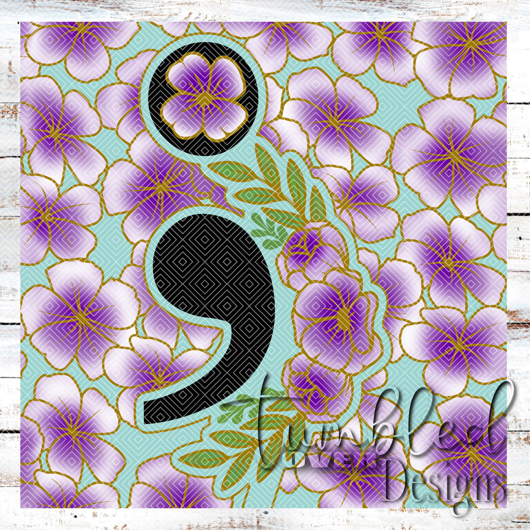 Colored Seamless Mental Health Semi Colon Straight Tumbler Wrap