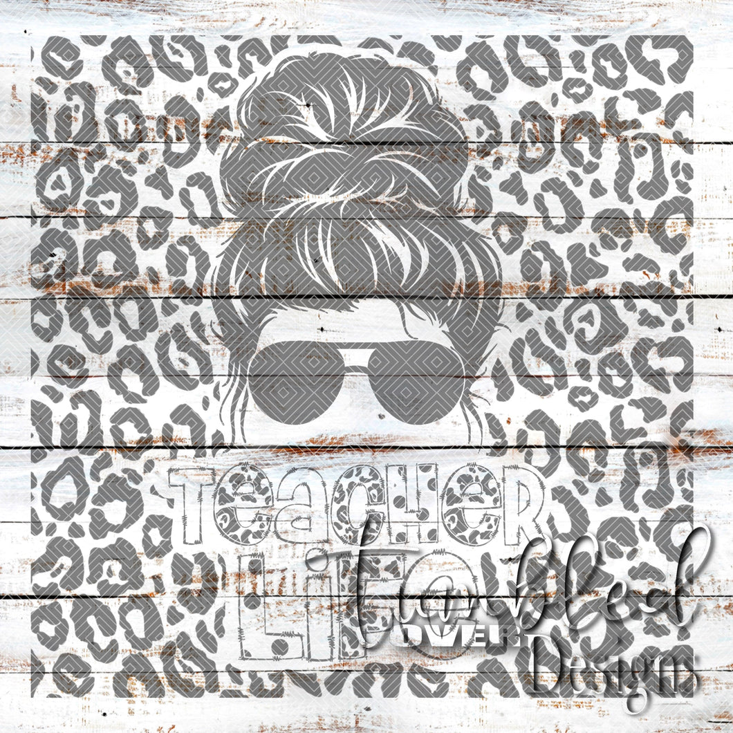 Seamless Messy Bun Teacher Life Png Wrap