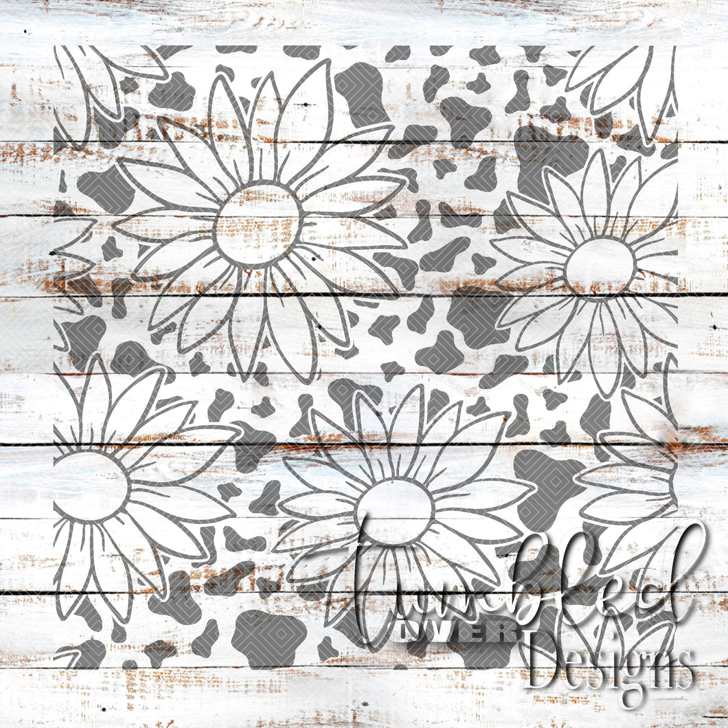 Seamless Cow Print Sunflower Png Wrap