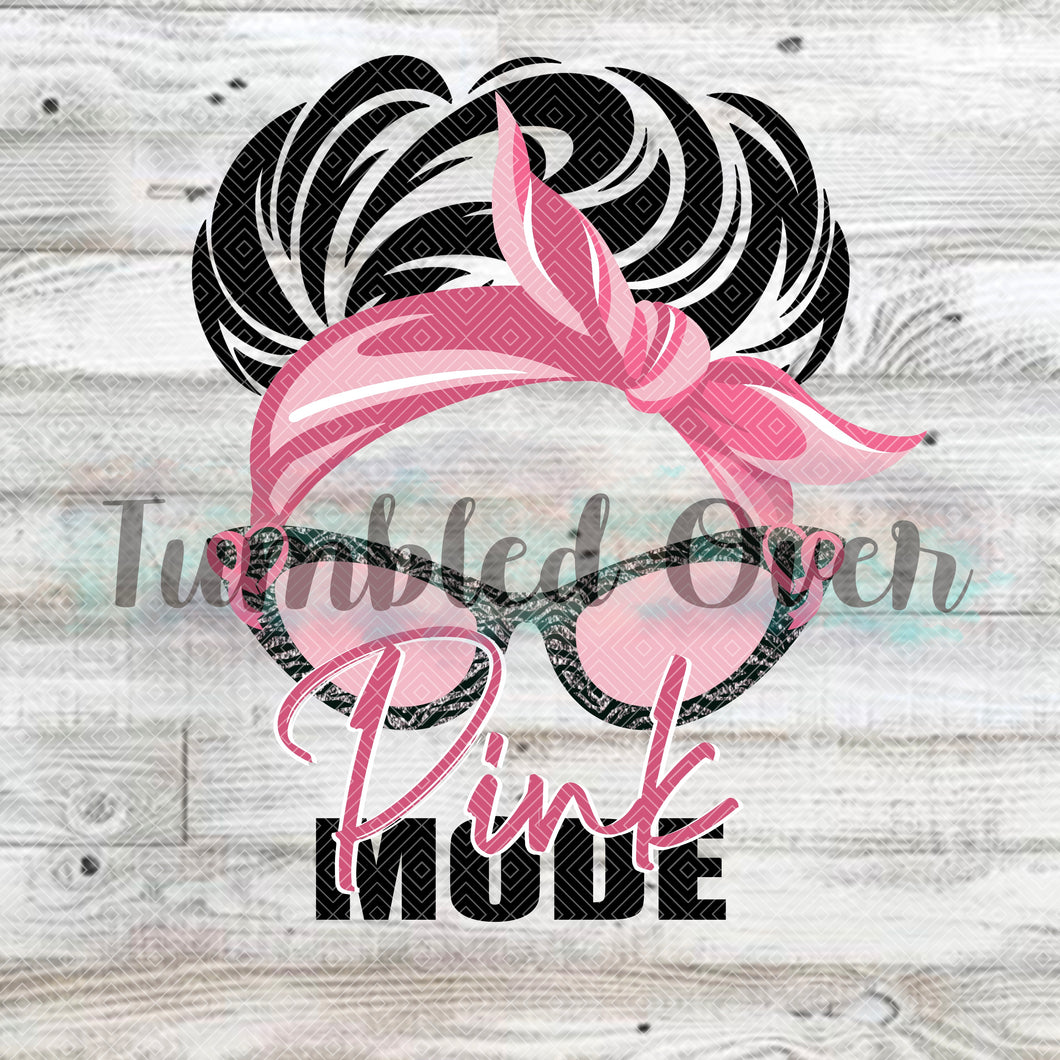 Breast Cancer Pink Mode Messy Bun PNG