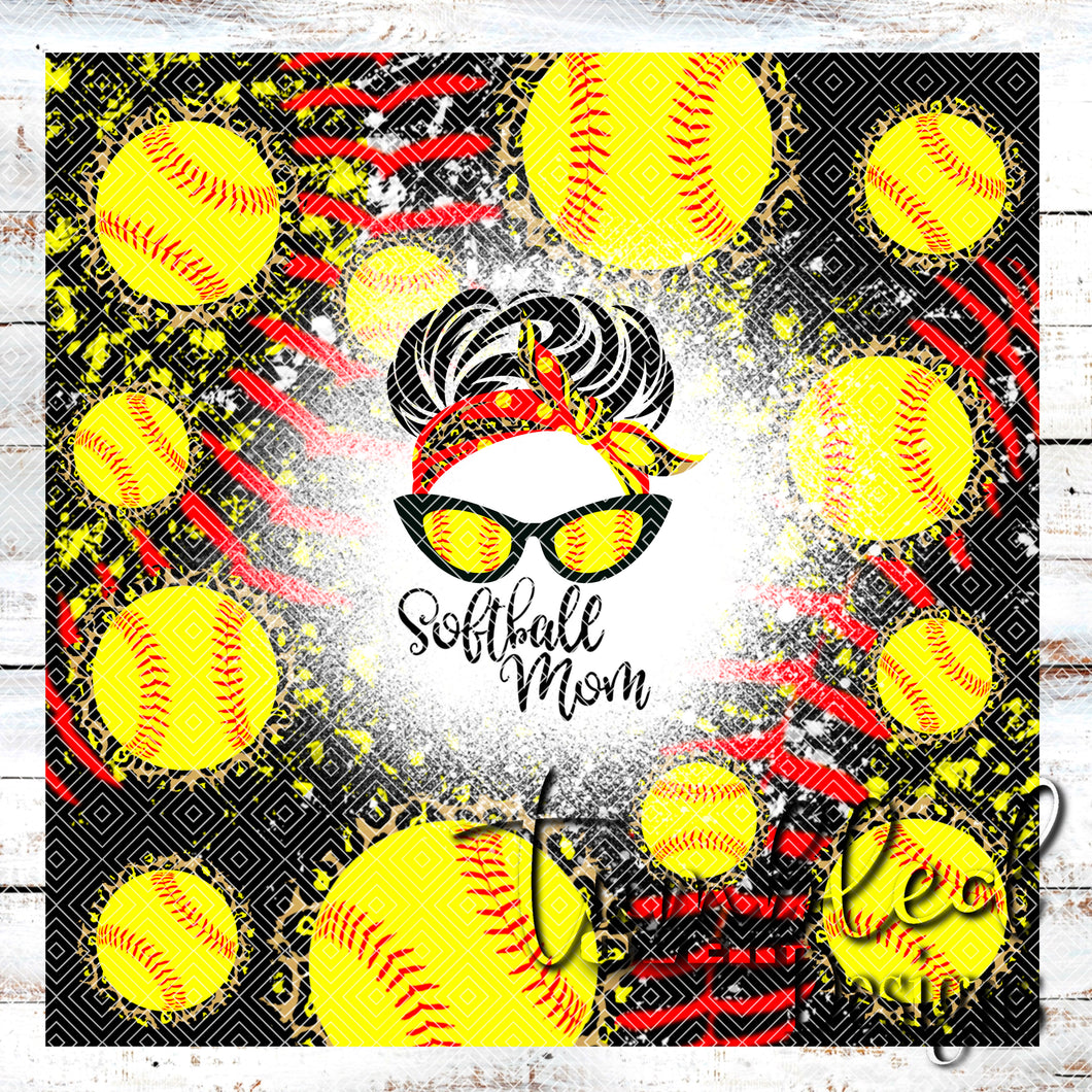 Colored Softball Mom Leopard Png Wrap