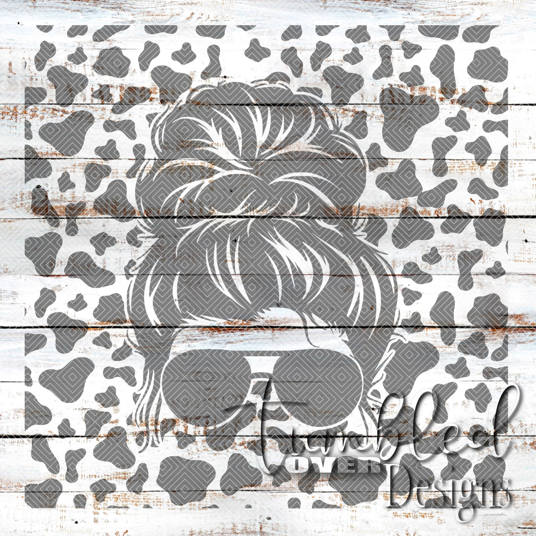 Seamless Messy Bun Cow Print Png Wrap